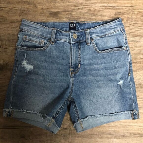 Gap Denim Stretch Midi Jean Shorts, Girls Size 14 regular - Picture 1 of 6